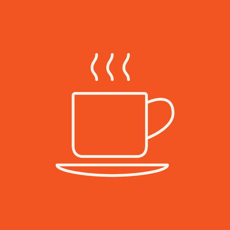 Cup of hot drink line icon for web, mobile and infographics. Vector white icon isolated on red background.のイラスト素材
