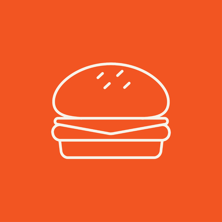 Hamburger line icon for web, mobile and infographics. Vector white icon isolated on red background.のイラスト素材