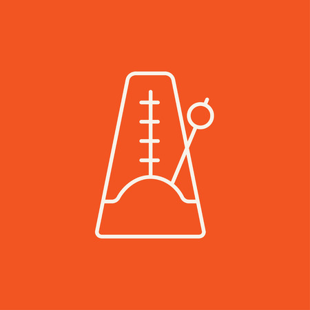 Metronome line icon for web, mobile and infographics. Vector white icon isolated on red background.のイラスト素材