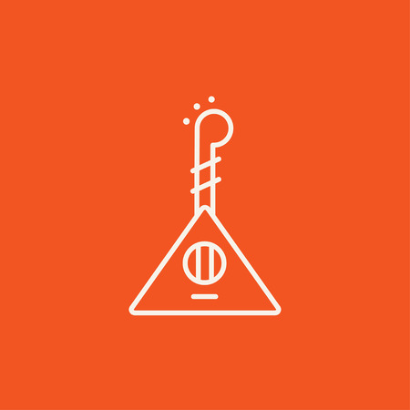 Balalaika line icon for web, mobile and infographics. Vector white icon isolated on red background.のイラスト素材