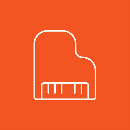 Piano line icon for web, mobile and infographics. Vector white icon isolated on red background.のイラスト素材