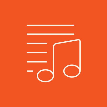 Musical note line icon for web, mobile and infographics. Vector white icon isolated on red background.のイラスト素材