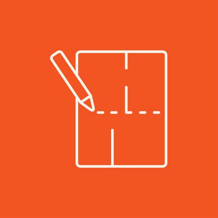 Layout of the house line icon for web, mobile and infographics. Vector white icon isolated on red background.のイラスト素材