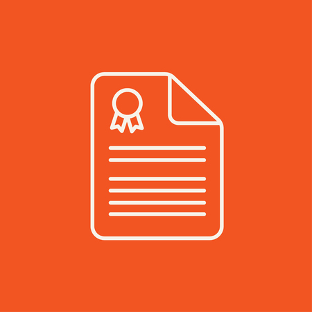 Real estate contract line icon for web, mobile and infographics. Vector white icon isolated on red background.のイラスト素材