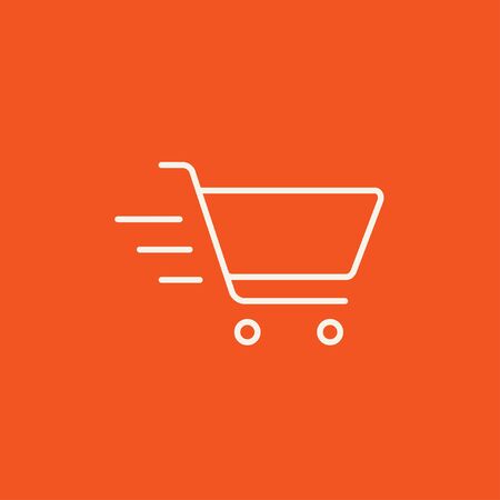Shopping cart line icon for web, mobile and infographics. Vector white icon isolated on red background.のイラスト素材