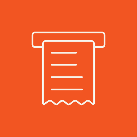 Receipt line icon for web, mobile and infographics. Vector white icon isolated on red background.のイラスト素材