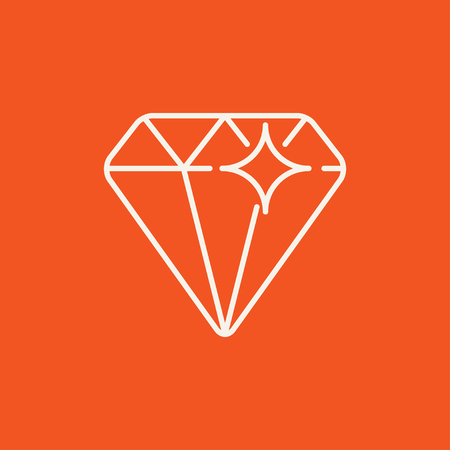 Diamond line icon for web, mobile and infographics. Vector white icon isolated on red background.のイラスト素材