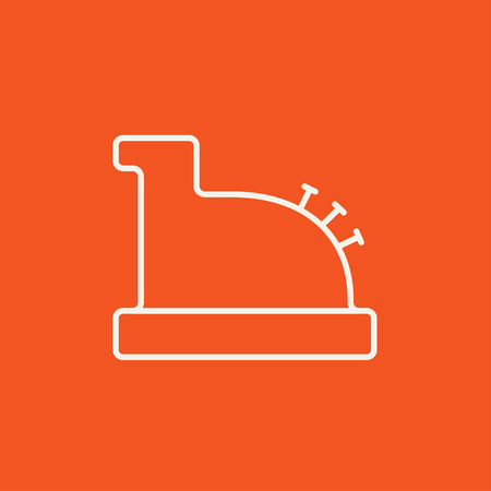 Cash register machine line icon for web, mobile and infographics. Vector white icon isolated on red background.のイラスト素材