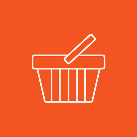 Shopping basket line icon for web, mobile and infographics. Vector white icon isolated on red background.のイラスト素材