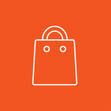 Shopping bag line icon for web, mobile and infographics. Vector white icon isolated on red background.のイラスト素材