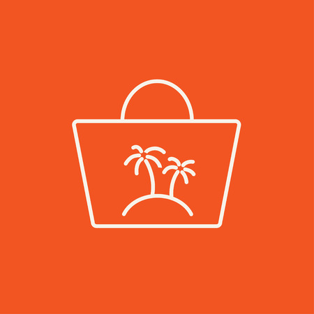 Beach bag line icon for web, mobile and infographics. Vector white icon isolated on red background.のイラスト素材