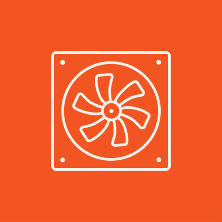 Computer cooler line icon for web, mobile and infographics. Vector white icon isolated on red background.のイラスト素材