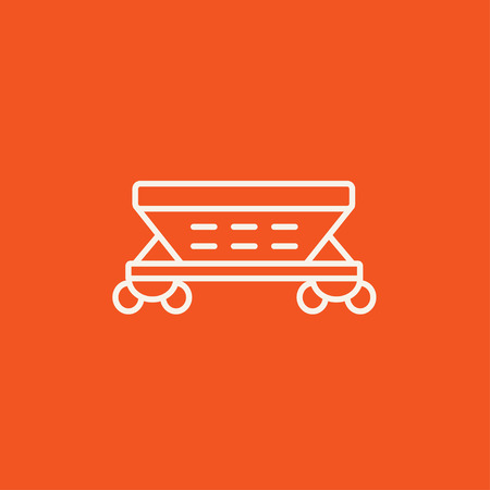 Cargo wagon line icon for web, mobile and infographics. Vector white icon isolated on red background.のイラスト素材