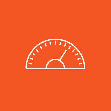 Speedometer line icon for web, mobile and infographics. Vector white icon isolated on red background.のイラスト素材