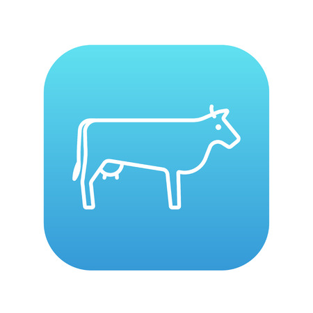 Cow line icon for web, mobile and infographics. Vector white icon on the blue gradient square with rounded corners isolated on white background.のイラスト素材