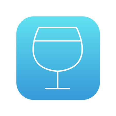Glass of wine line icon for web, mobile and infographics. Vector white icon on the blue gradient square with rounded corners isolated on white background.のイラスト素材