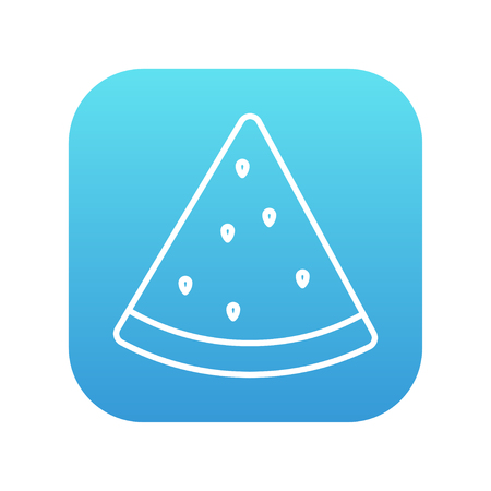 Watermelon line icon for web, mobile and infographics. Vector white icon on the blue gradient square with rounded corners isolated on white background.のイラスト素材