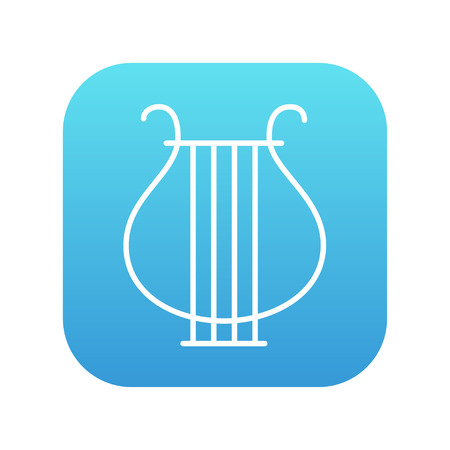 Lyre line icon for web, mobile and infographics. Vector white icon on the blue gradient square with rounded corners isolated on white background.のイラスト素材