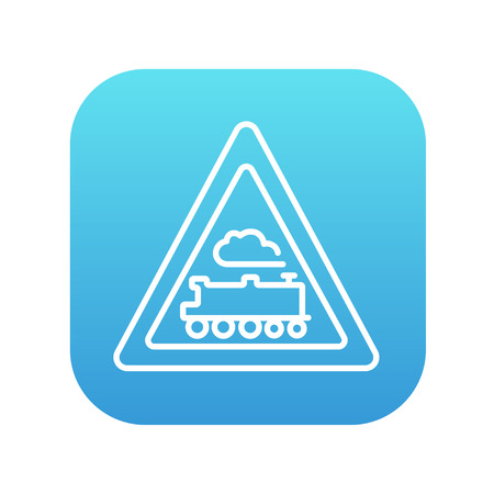 Train sign line icon for web, mobile and infographics. Vector white icon on the blue gradient square with rounded corners isolated on white background.のイラスト素材