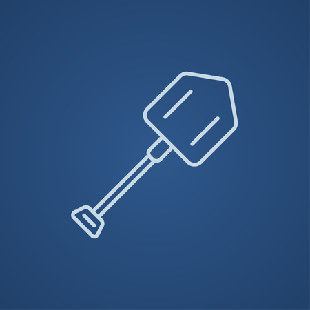 Shovel line icon for web, mobile and infographics. Vector light blue icon isolated on blue background.のイラスト素材