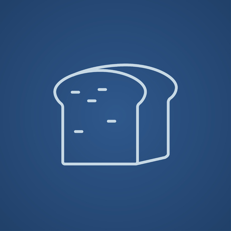Half of bread line icon for web, mobile and infographics. Vector light blue icon isolated on blue background.のイラスト素材