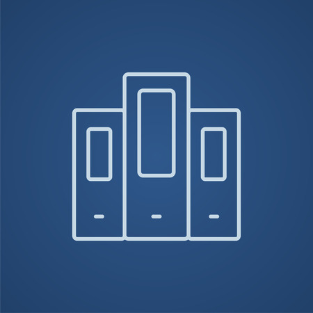 Row of folders line icon for web, mobile and infographics. Vector light blue icon isolated on blue background.のイラスト素材