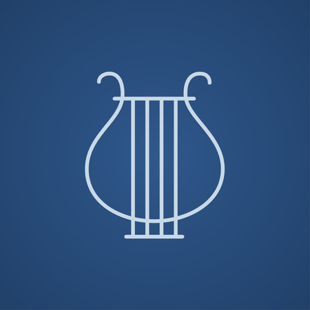 Lyre line icon for web, mobile and infographics. Vector light blue icon isolated on blue background.のイラスト素材