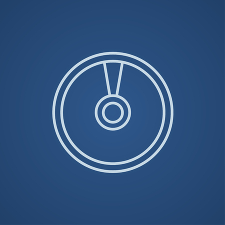 Disc line icon for web, mobile and infographics. Vector light blue icon isolated on blue background.のイラスト素材