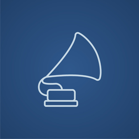 Gramophone line icon for web, mobile and infographics. Vector light blue icon isolated on blue background.のイラスト素材