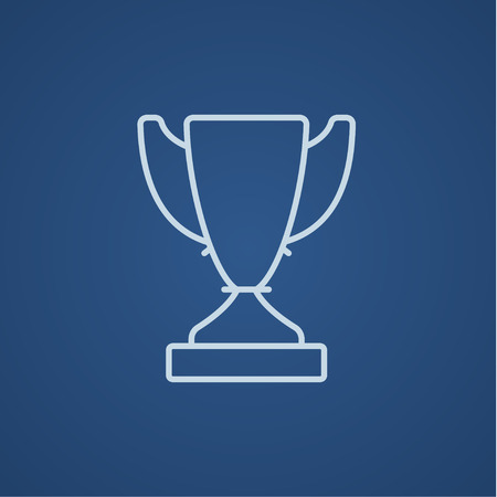 Trophy line icon for web, mobile and infographics. Vector light blue icon isolated on blue background.のイラスト素材