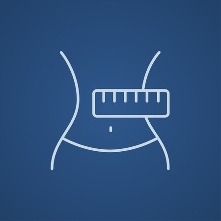 Waist with measuring tape line icon for web, mobile and infographics. Vector light blue icon isolated on blue background.のイラスト素材