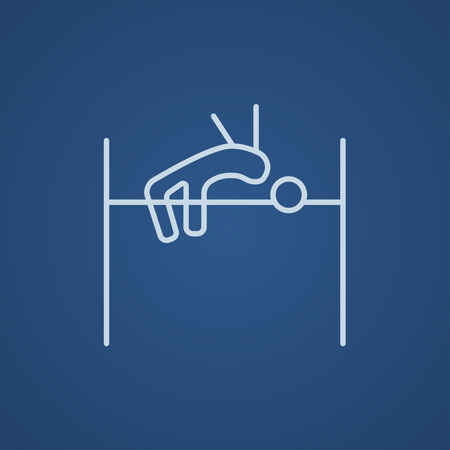 High jump line icon for web, mobile and infographics. Vector light blue icon isolated on blue background.のイラスト素材
