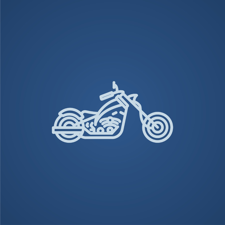 Motorcycle line icon for web, mobile and infographics. Vector light blue icon isolated on blue background.のイラスト素材