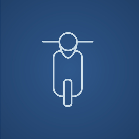 Scooter line icon for web, mobile and infographics. Vector light blue icon isolated on blue background.のイラスト素材