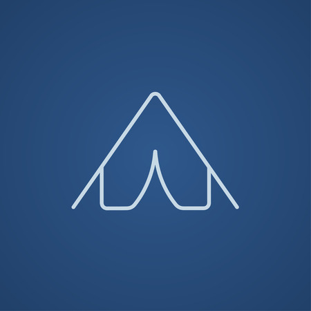 Tent line icon for web, mobile and infographics. Vector light blue icon isolated on blue background.のイラスト素材