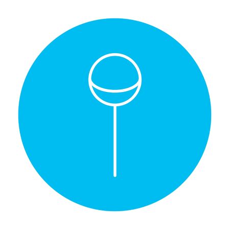 Round lollipop line icon for web, mobile and infographics. Vector white icon on the light blue circle isolated on white background.のイラスト素材