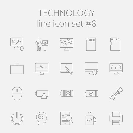 Technology icon set. Vector dark grey icon isolated on light grey background.のイラスト素材