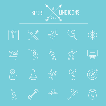 Sport icon set. Vector white icon isolated on light blue background.のイラスト素材