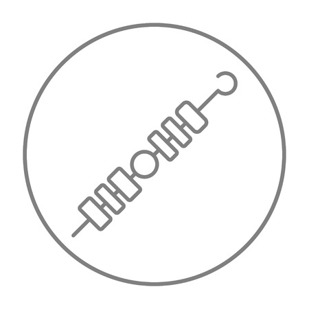 Shish kebab line icon for web, mobile and infographics. Vector grey thin line icon in the circle isolated on white background.のイラスト素材