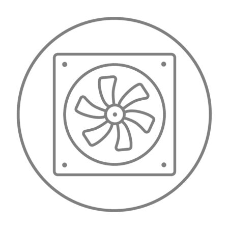 Computer cooler line icon for web, mobile and infographics. Vector grey thin line icon in the circle isolated on white background.のイラスト素材