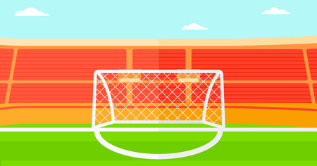 Background of soccer stadium vector flat design illustration. Horizontal layout.のイラスト素材