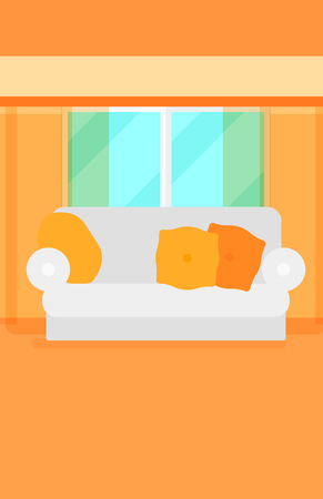 Background of living room vector flat design illustration. Vertical layout.のイラスト素材
