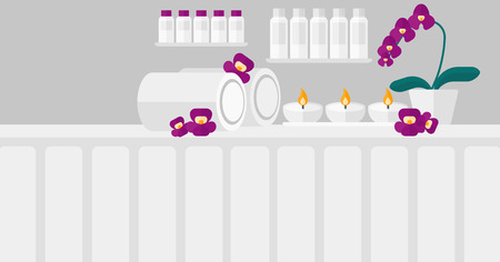 Background of spa center vector flat design illustration. Horizontal layout.のイラスト素材