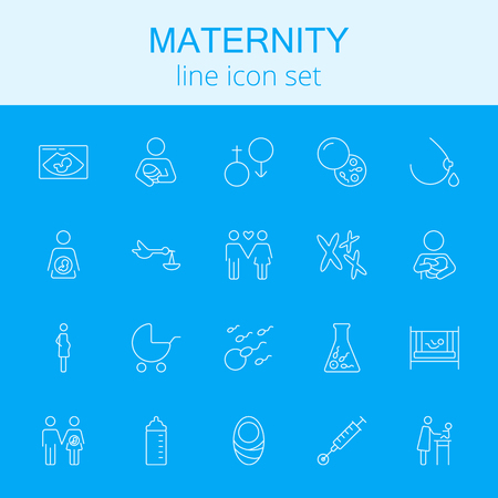 Maternity icon set. Vector light blue icon isolated on dark blue background.のイラスト素材