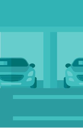 Background of car shop vector flat design illustration. Vertical layout.のイラスト素材