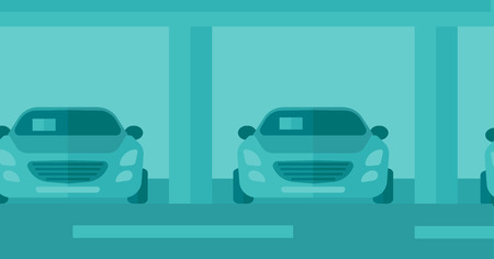 Background of car shop vector flat design illustration. Horizontal layout.のイラスト素材