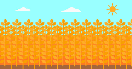 Background of wheat field vector flat design illustration. Horizontal layout.のイラスト素材