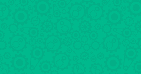 Green background with cogwheels vector flat design illustration. Horizontal layout.のイラスト素材