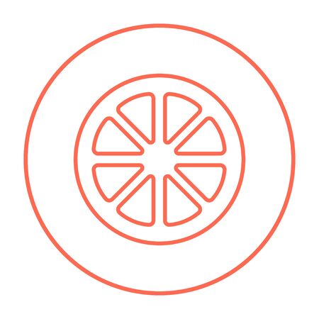 Slice of lemon line icon for web, mobile and infographics. Vector red thin line icon in the circle isolated on white background.のイラスト素材