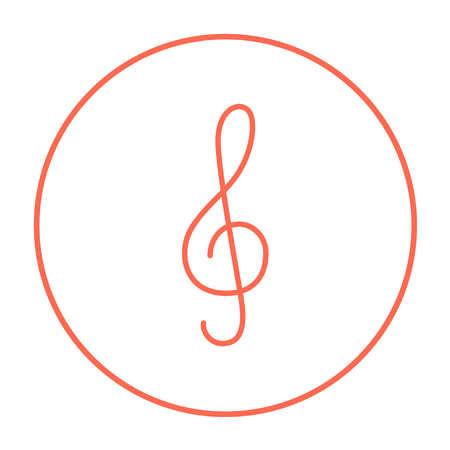 G-clef line icon for web, mobile and infographics. Vector red thin line icon in the circle isolated on white background.のイラスト素材